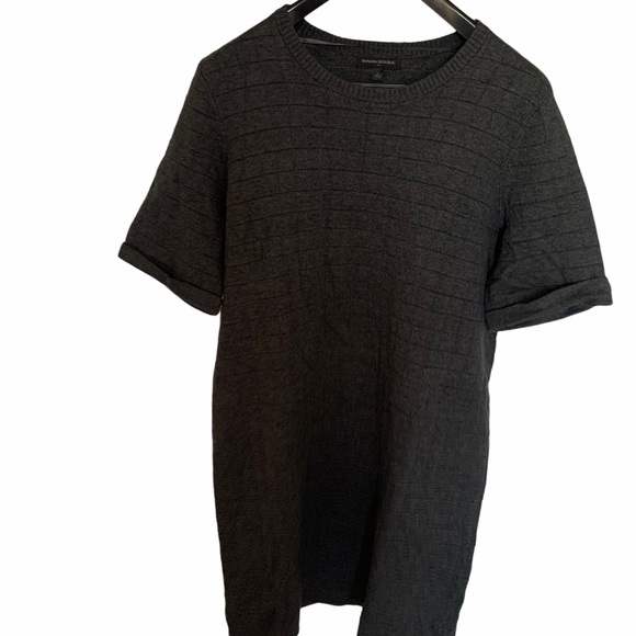 Banana Republic Grey Crew Neck Short Sleeve textured Sweater Dress - Picture 4 of 4